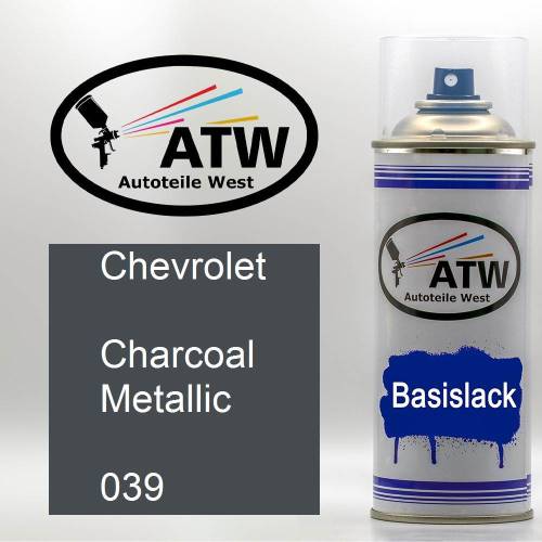 Chevrolet, Charcoal Metallic, 039: 400ml Sprühdose, von ATW Autoteile West.